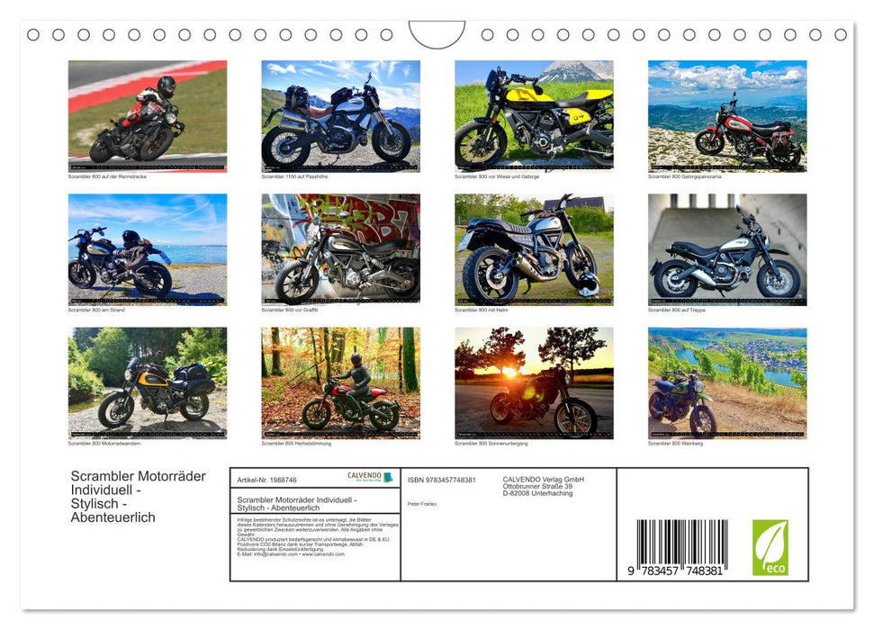 Scrambler Motorräder Individuell - Stylisch - Abenteuerlich (CALVENDO Wandkalender 2026)
