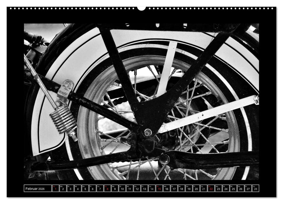 Harley Davidson WLA 750 in Schwarzweiss (CALVENDO Premium Wandkalender 2026)