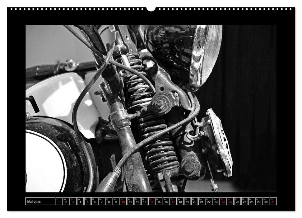 Harley Davidson WLA 750 in Schwarzweiss (CALVENDO Premium Wandkalender 2026)