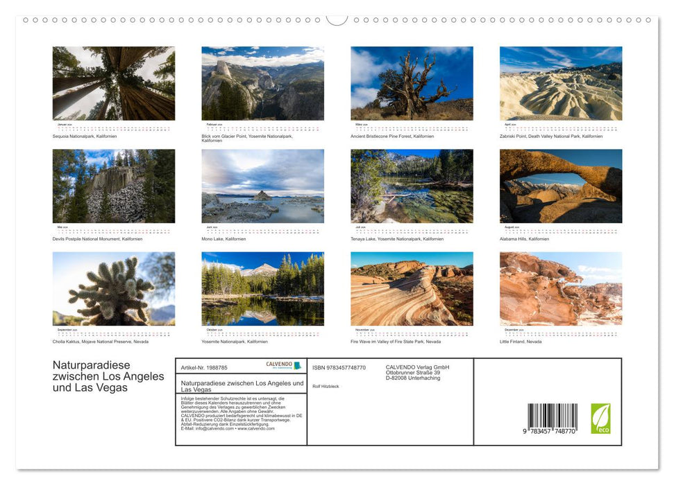 Naturparadiese zwischen Los Angeles und Las Vegas (CALVENDO Premium Wandkalender 2026)