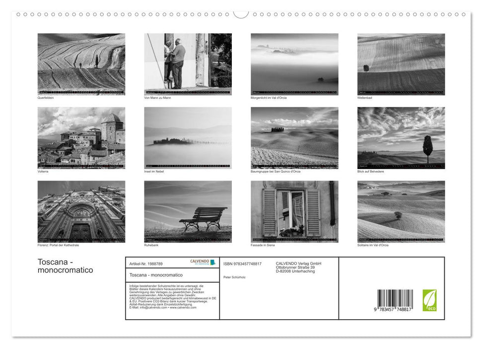 Toscana - monocromatico (CALVENDO Premium Wandkalender 2026)