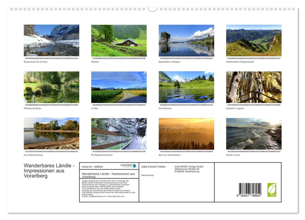 Wanderbares Ländle - Impressionen aus Vorarlberg (CALVENDO Premium Wandkalender 2026)
