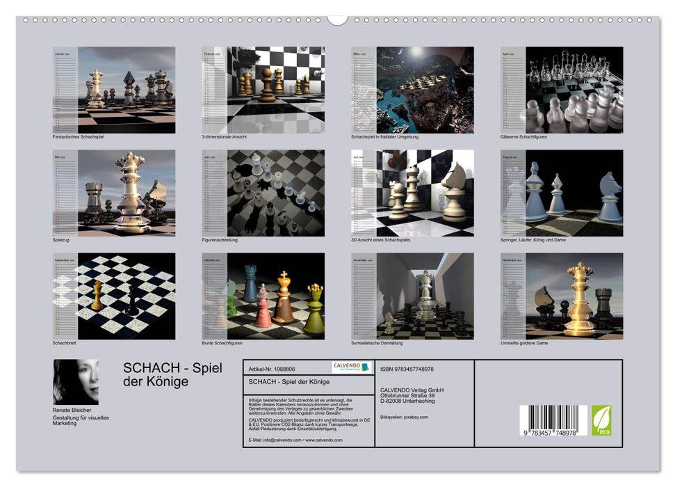 SCHACH - Spiel der Könige (CALVENDO Premium Wandkalender 2026)