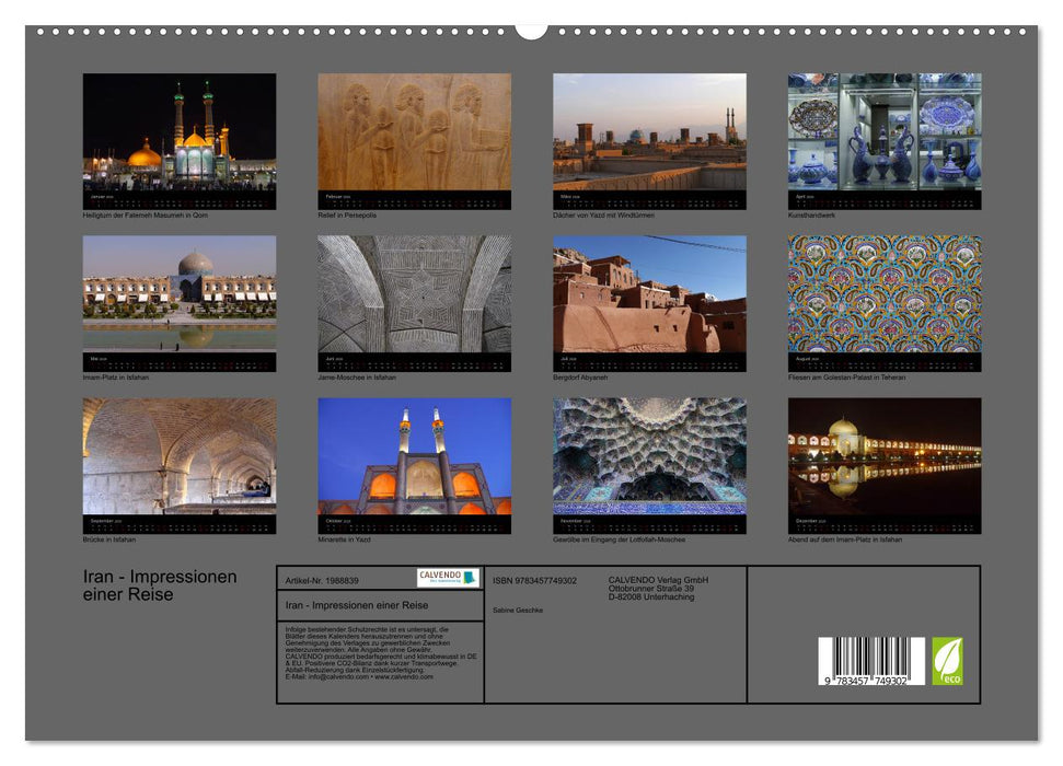 Iran - Impressionen einer Reise (CALVENDO Premium Wandkalender 2026)