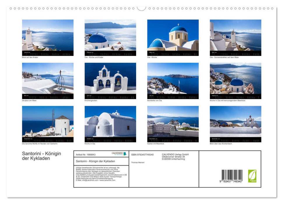 Santorini - Königin der Kykladen (CALVENDO Premium Wandkalender 2026)