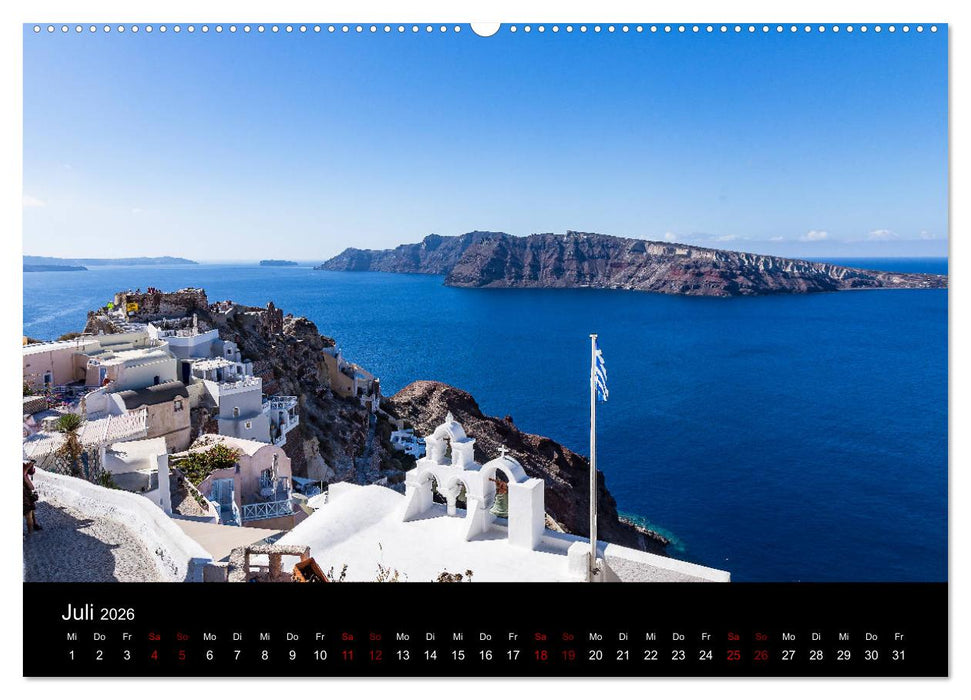 Santorini - Königin der Kykladen (CALVENDO Premium Wandkalender 2026)