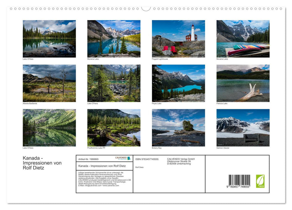 Kanada - Impressionen von Rolf Dietz (CALVENDO Premium Wandkalender 2026)