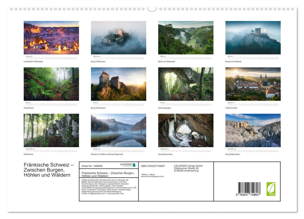 Fränkische Schweiz – Zwischen Burgen, Höhlen und Wäldern (CALVENDO Premium Wandkalender 2026)