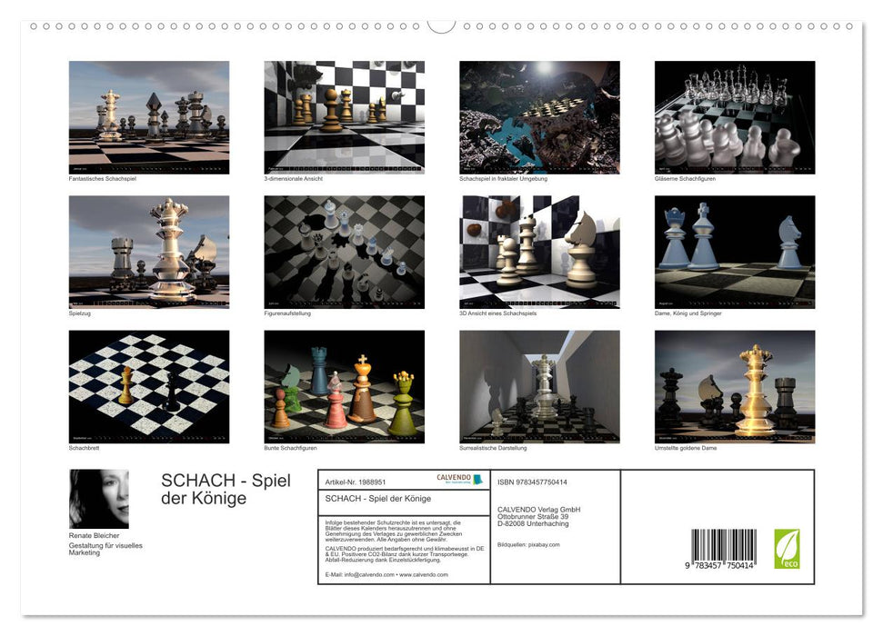 SCHACH - Spiel der Könige (CALVENDO Premium Wandkalender 2026)