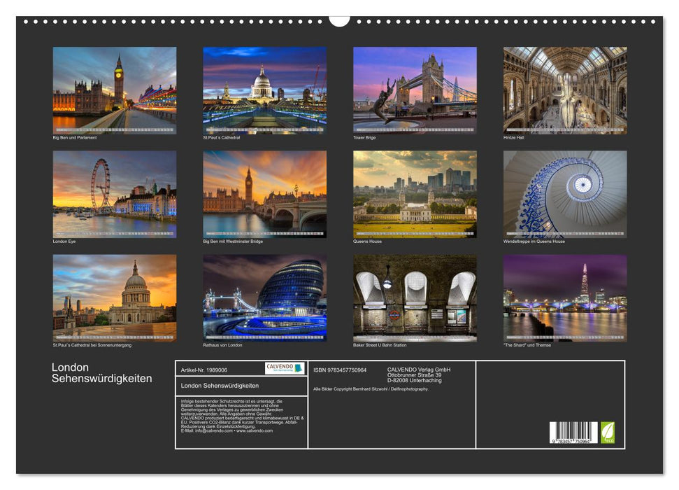 London Sehenswürdigkeiten (CALVENDO Wandkalender 2026)