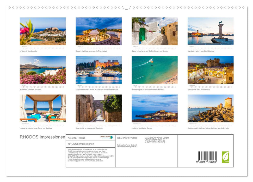 RHODOS Impressionen (CALVENDO Premium Wandkalender 2026)