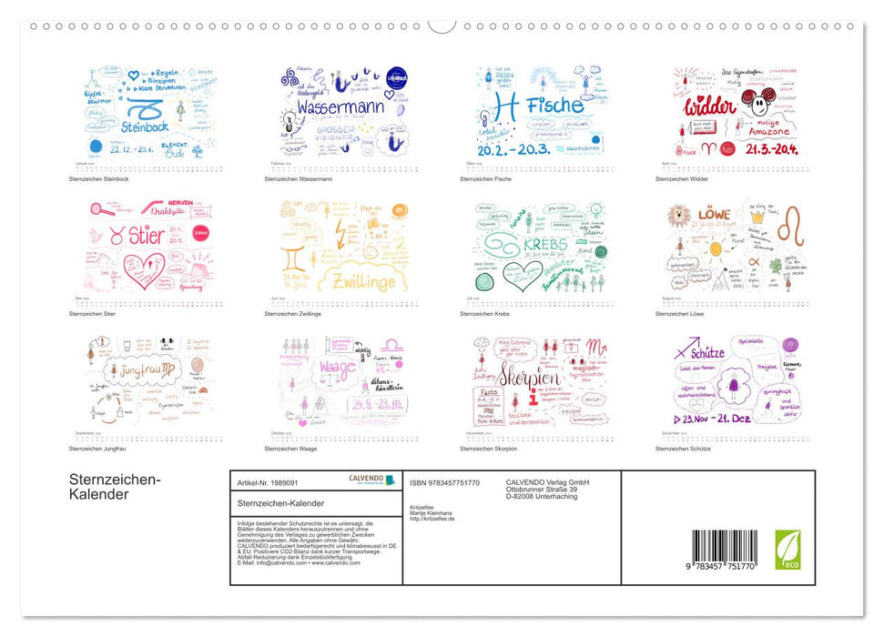 Sternzeichen-Kalender (CALVENDO Premium Wandkalender 2026)