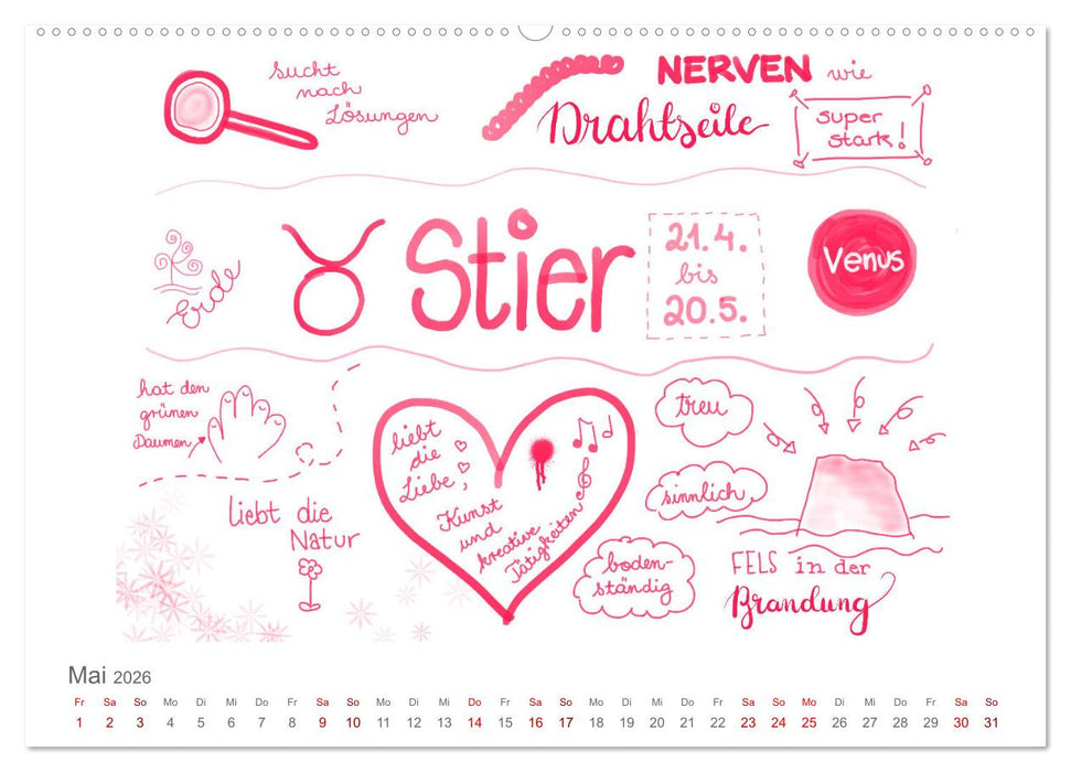 Sternzeichen-Kalender (CALVENDO Premium Wandkalender 2026)