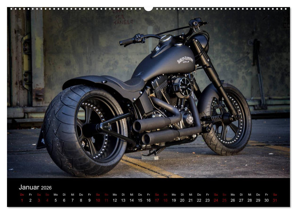 Exklusive Best of Fat Ass Custombike Edition, feinste Harleys mit fettem Hintern (CALVENDO Premium Wandkalender 2026)