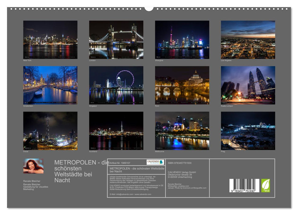 METROPOLEN - die schönsten Weltstädte bei Nacht (CALVENDO Premium Wandkalender 2026)