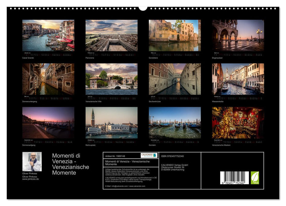 Momenti di Venezia - Venezianische Momente (CALVENDO Premium Wandkalender 2026)