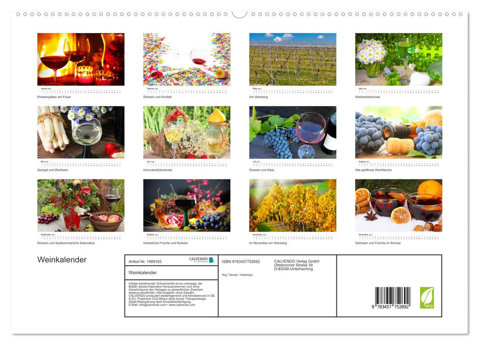 Weinkalender (CALVENDO Premium Wandkalender 2026)