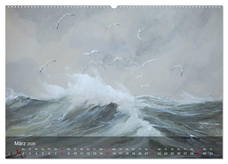 Segel am Horizont - Marinemaler Alfred Jahnke (CALVENDO Premium Wandkalender 2026)