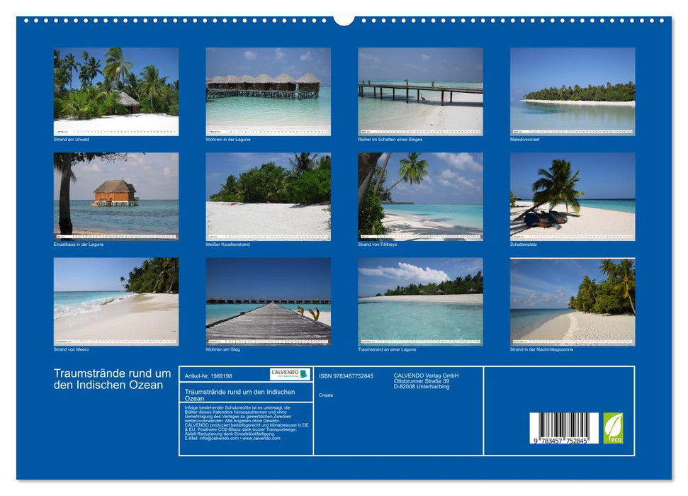 Traumstrände rund um den Indischen Ozean (CALVENDO Premium Wandkalender 2026)