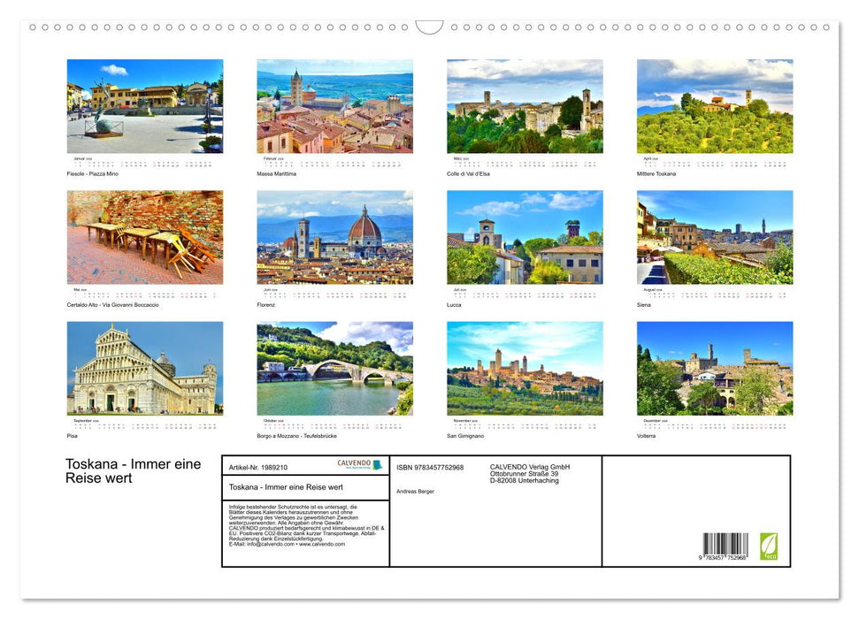 Toskana - Immer eine Reise wert (CALVENDO Wandkalender 2026)