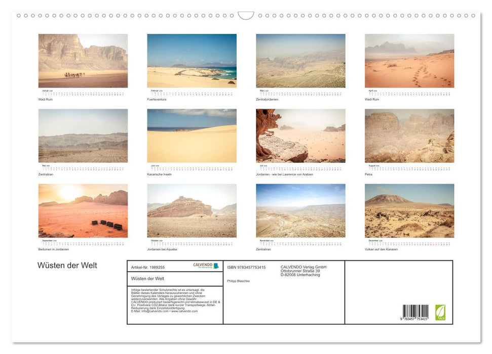 Wüsten der Welt (CALVENDO Wandkalender 2026)