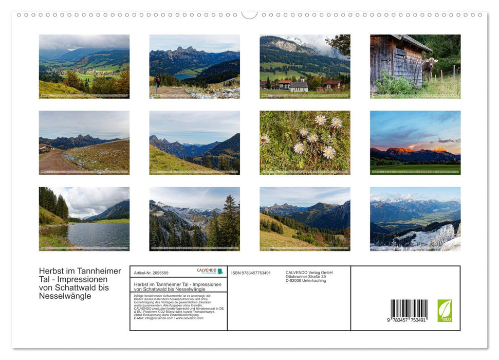 Herbst im Tannheimer Tal - Impressionen von Schattwald bis Nesselwängle (CALVENDO Premium Wandkalender 2026)