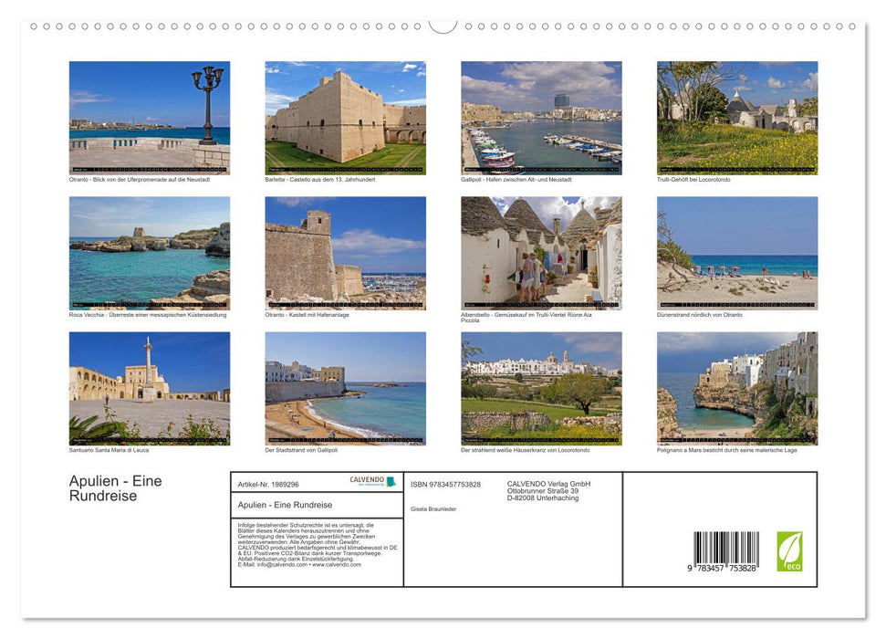 Apulien - Eine Rundreise (CALVENDO Premium Wandkalender 2026)
