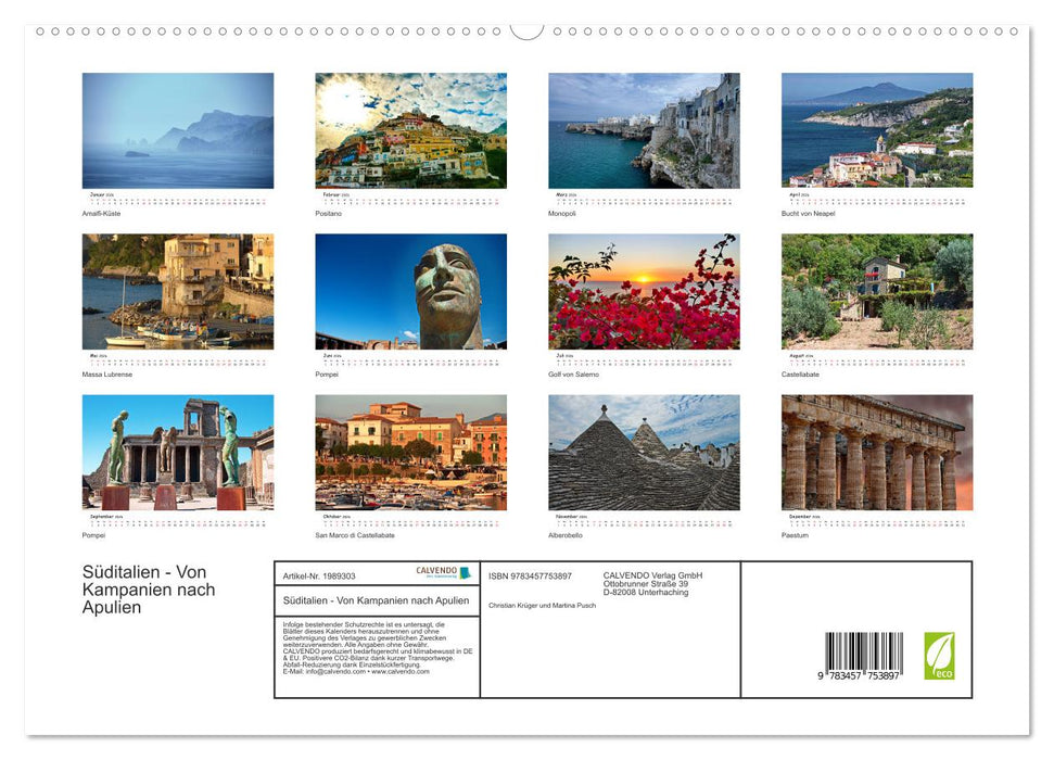 Süditalien - Von Kampanien nach Apulien (CALVENDO Premium Wandkalender 2026)