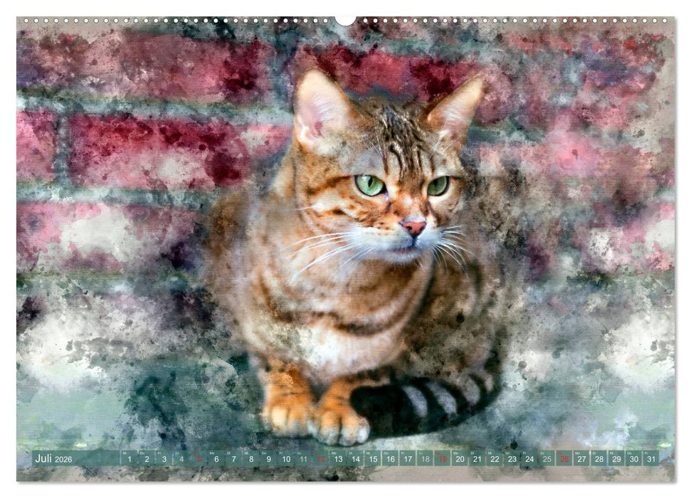 Katzenkalender mausgemalt (CALVENDO Premium Wandkalender 2026)