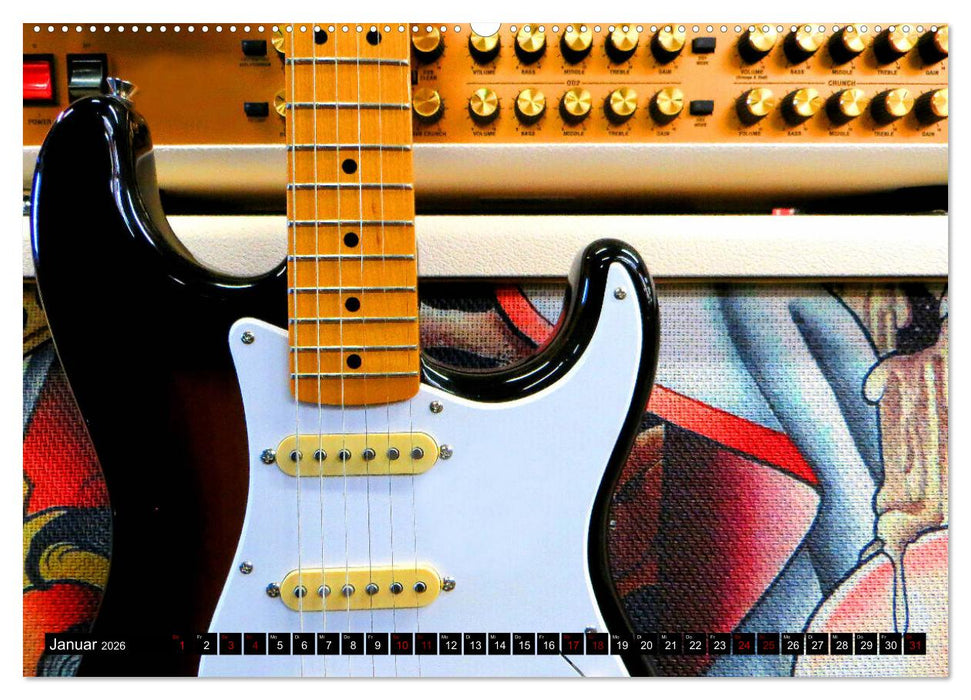 Gitarren und Amps - abgerockt (CALVENDO Premium Wandkalender 2026)