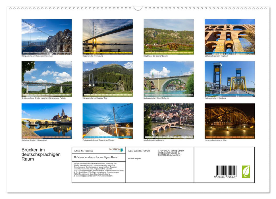 Brücken im deutschsprachigen Raum (CALVENDO Premium Wandkalender 2026)
