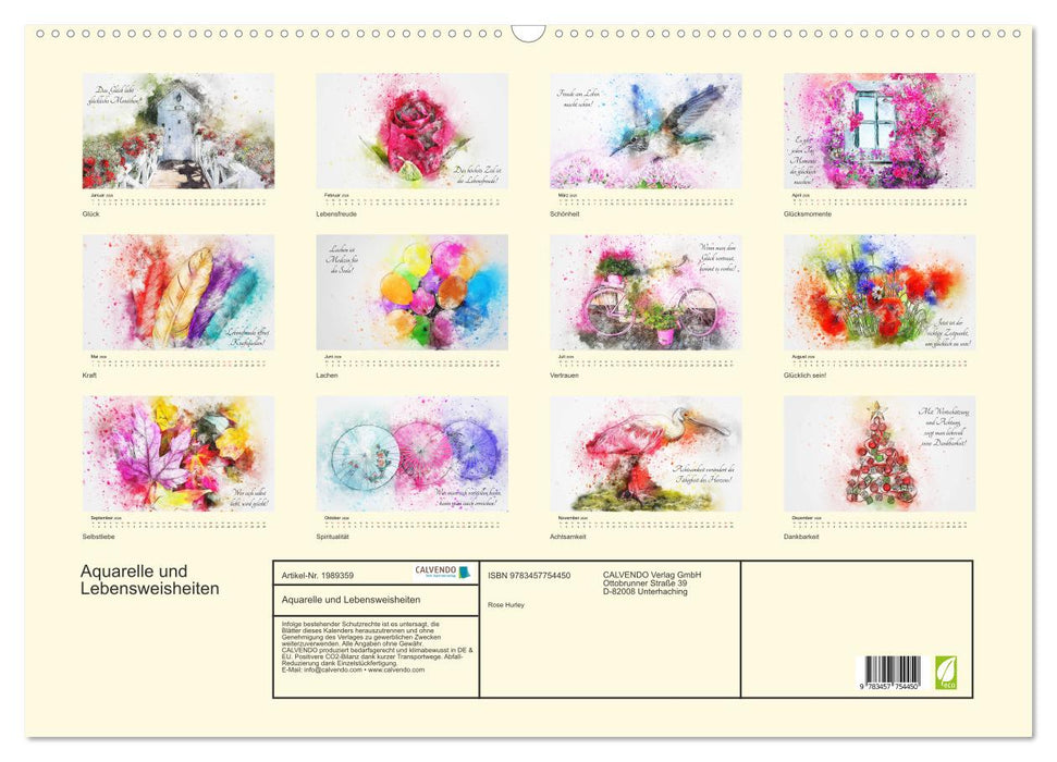 Aquarelle und Lebensweisheiten (CALVENDO Wandkalender 2026)