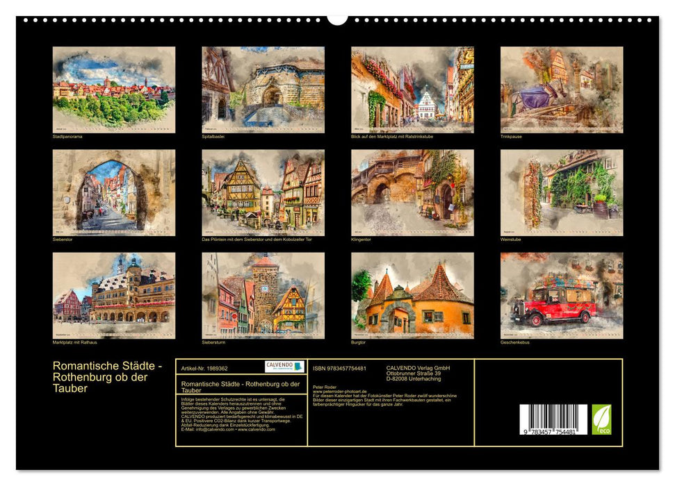 Romantische Städte - Rothenburg ob der Tauber (CALVENDO Premium Wandkalender 2026)