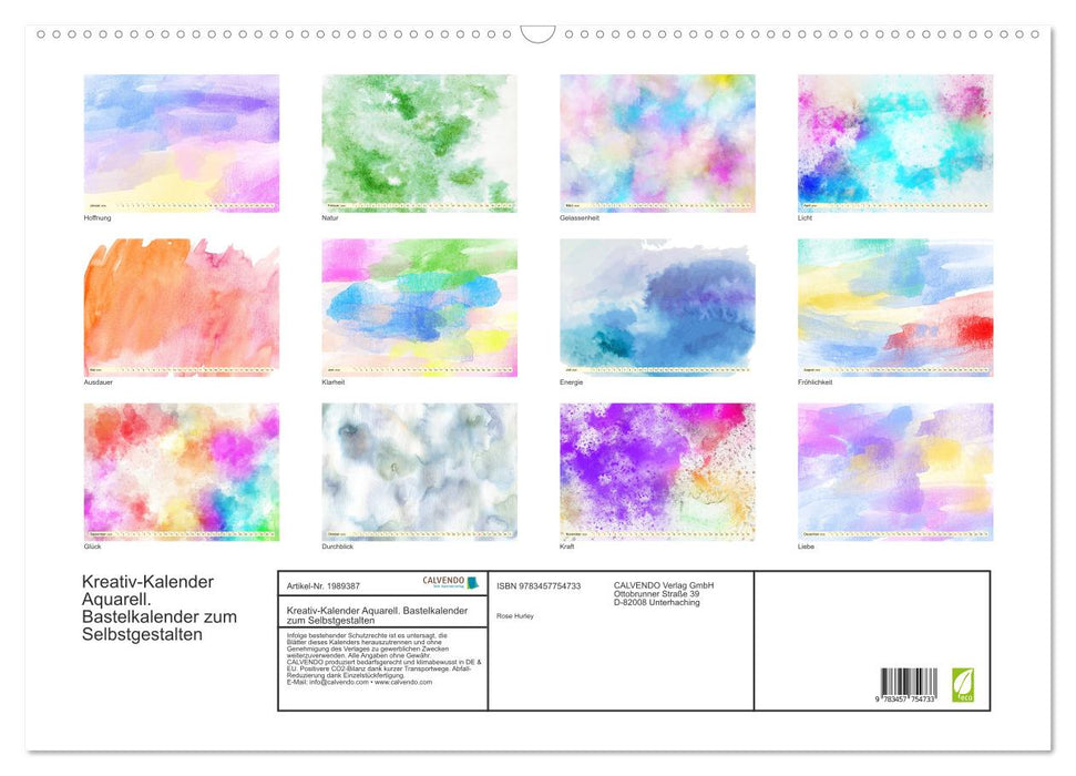 Kreativ-Kalender Aquarell. Bastelkalender zum Selbstgestalten (CALVENDO Wandkalender 2026)