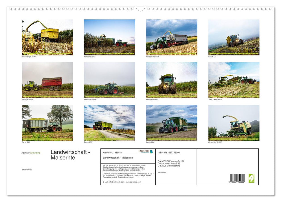 Landwirtschaft - Maisernte (CALVENDO Wandkalender 2026)