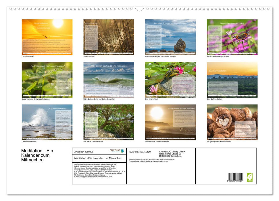Meditation - Ein Kalender zum Mitmachen (CALVENDO Wandkalender 2026)