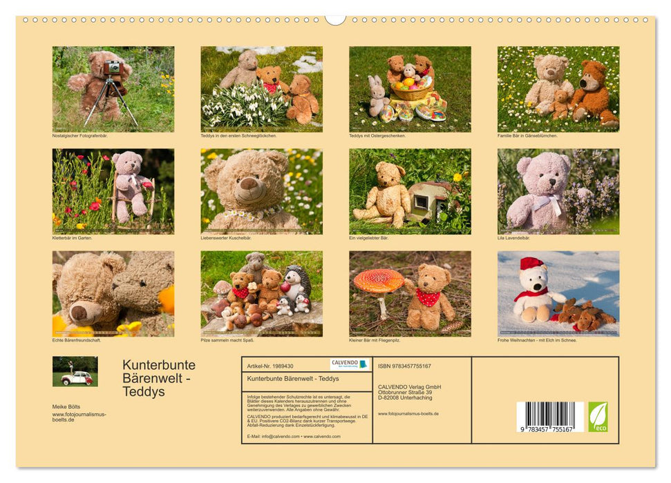 Kunterbunte Bärenwelt - Teddys (CALVENDO Premium Wandkalender 2026)