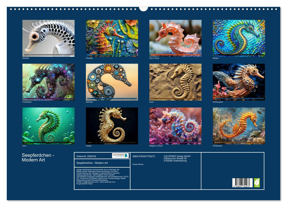 Seepferdchen - Modern Art (CALVENDO Wandkalender 2026)