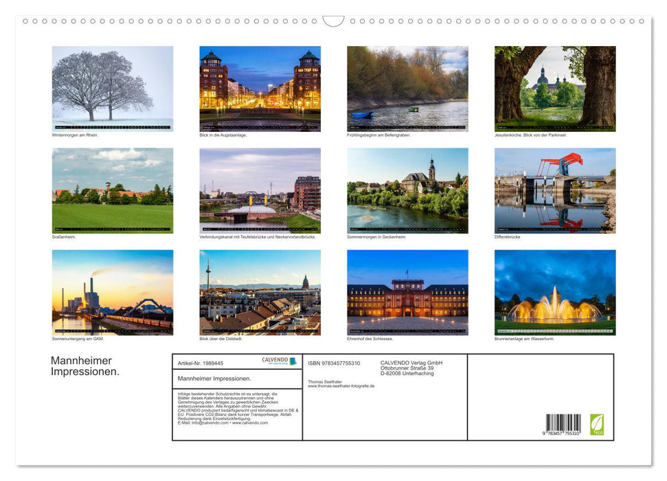 Mannheimer Impressionen. (CALVENDO Wandkalender 2026)