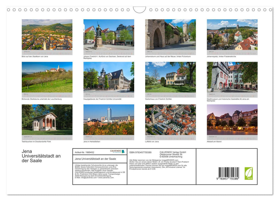 Jena Universitätstadt an der Saale (CALVENDO Wandkalender 2026)