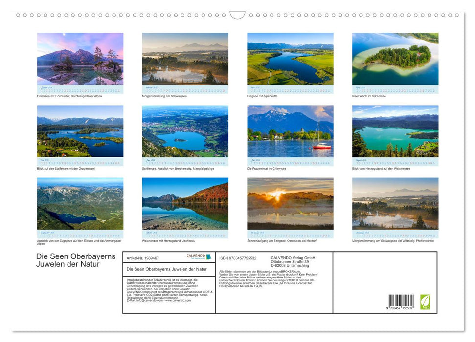 Die Seen Oberbayerns Juwelen der Natur (CALVENDO Wandkalender 2026)