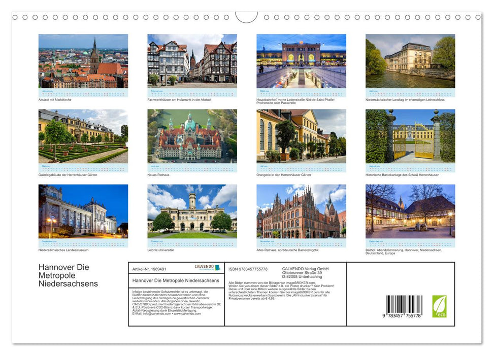 Hannover Die Metropole Niedersachsens (CALVENDO Wandkalender 2026)