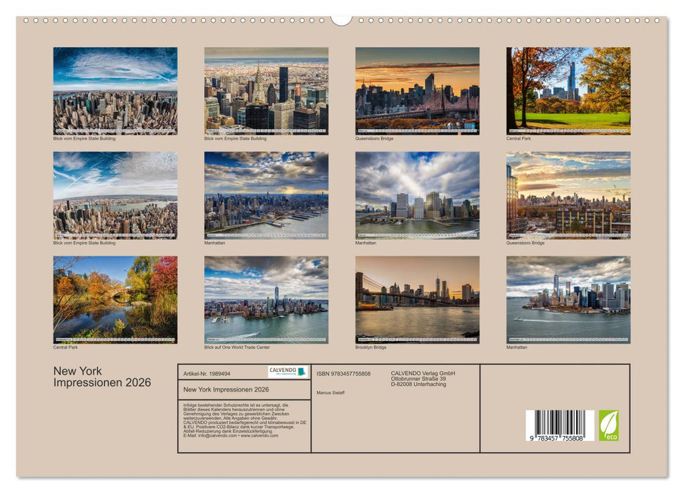 New York Impressionen 2026 (CALVENDO Premium Wandkalender 2026)