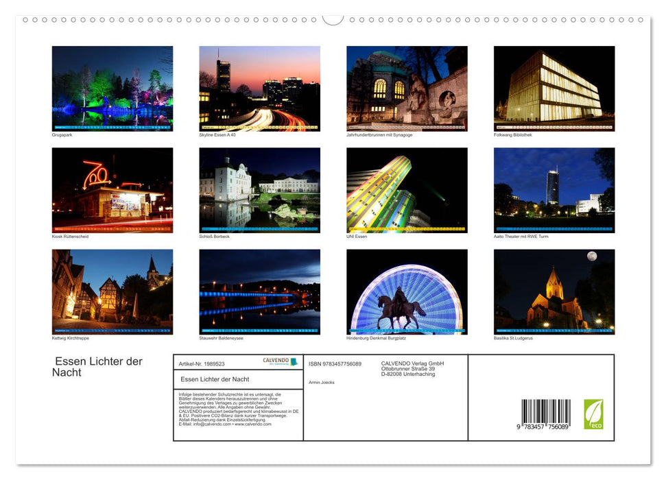 Essen Lichter der Nacht (CALVENDO Premium Wandkalender 2026)