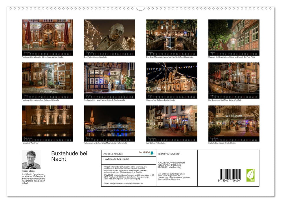 Buxtehude bei Nacht (CALVENDO Premium Wandkalender 2026)