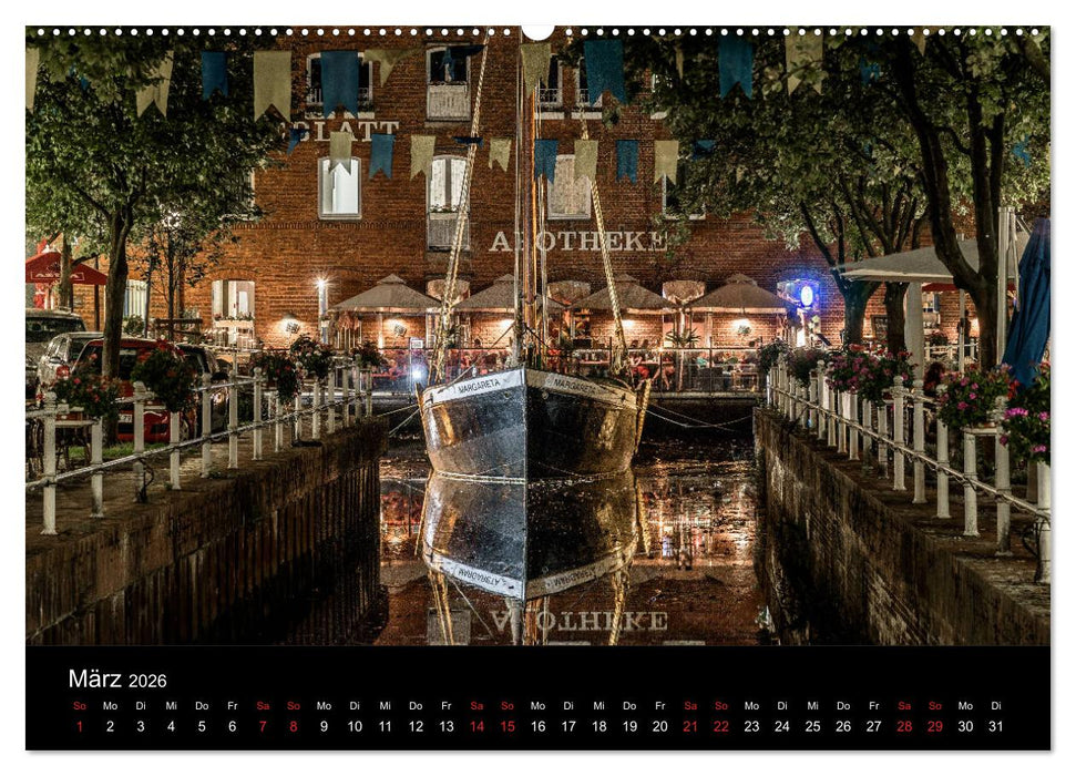 Buxtehude bei Nacht (CALVENDO Premium Wandkalender 2026)