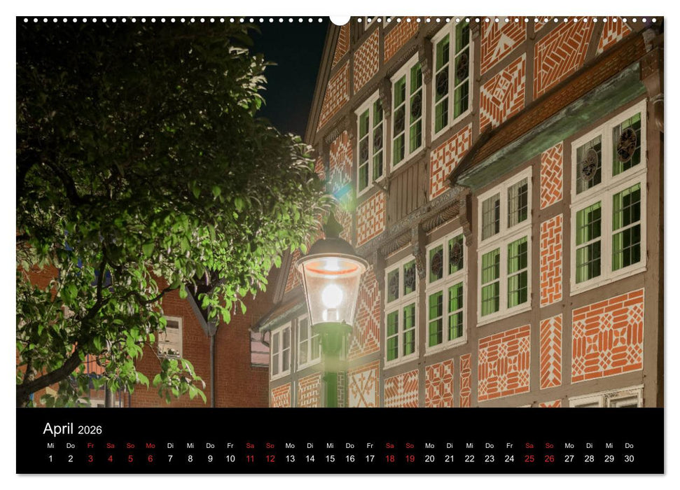 Buxtehude bei Nacht (CALVENDO Premium Wandkalender 2026)