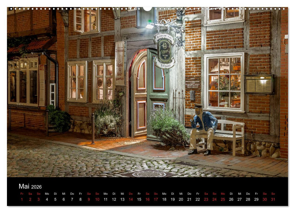 Buxtehude bei Nacht (CALVENDO Premium Wandkalender 2026)