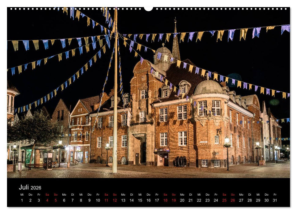 Buxtehude bei Nacht (CALVENDO Premium Wandkalender 2026)