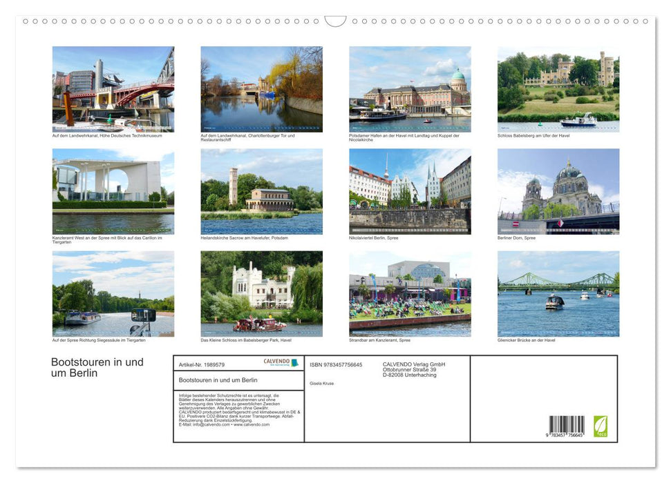 Bootstouren in und um Berlin (CALVENDO Wandkalender 2026)